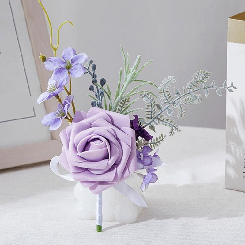 Korsagenblumen Boutonnieren für Hochzeit, Abschlussbälle, Jubiläen, Zeremonien und Strandpartys Weiche künstliche Blumen