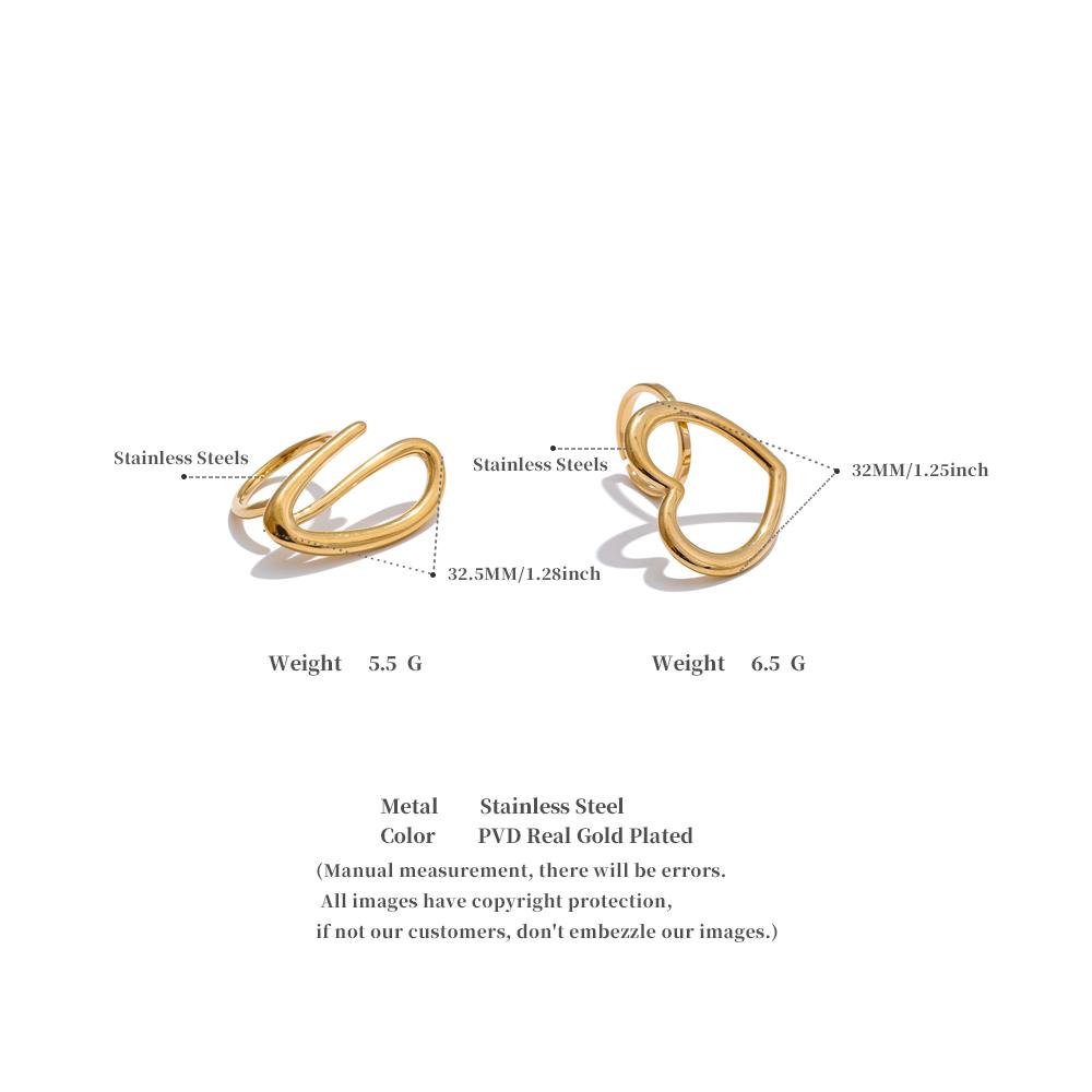 Yhpup Minimalistischer Edelstahl Herz Geometrisch Hohl Ring Glattes Metall Kreativer Charme Finger Schmuck Bijoux Femme