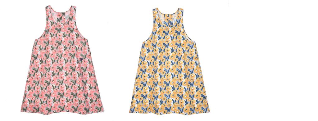 Apron Floral Print Apron 247074 Pink [Kusuguru Japan] A-Line M-L