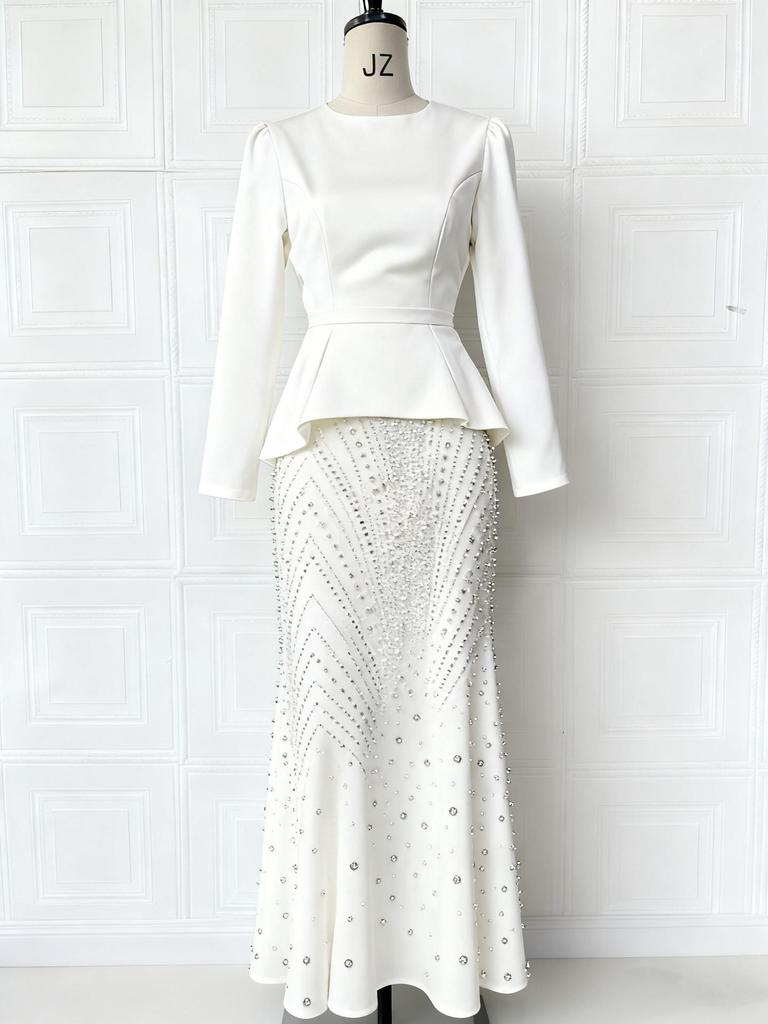 Elegant Printed Slim Long Sleeve Skirt Two-Piece Set - 2026 New Style