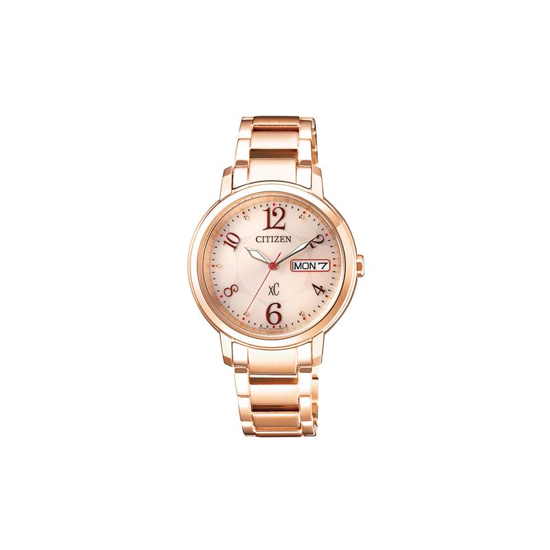 

CITIZEN xC series pink gold-plated date display optical kinetic energy women s watch Quartz Steel Strap women s watch gold dial EW2423-52WB синій