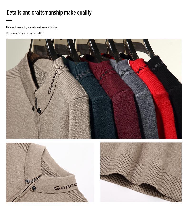 Mid-aged Men's Trendy Half-Zip Pullover Sweater