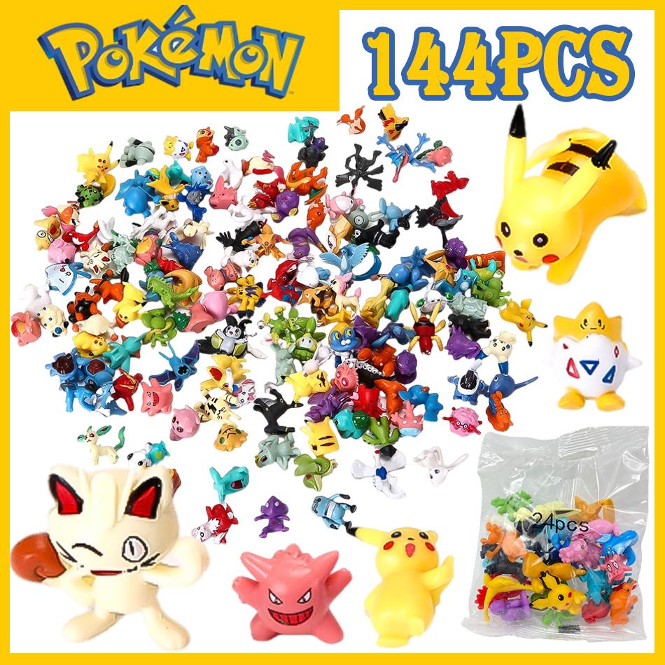 Kids Childrens Toys Toys 144 Pcs/Lot Mini Pokemon Figure Pikachu Scale Ratio Model 2-3cm Kawaii Figurine PVC Dolls 6*24pcs