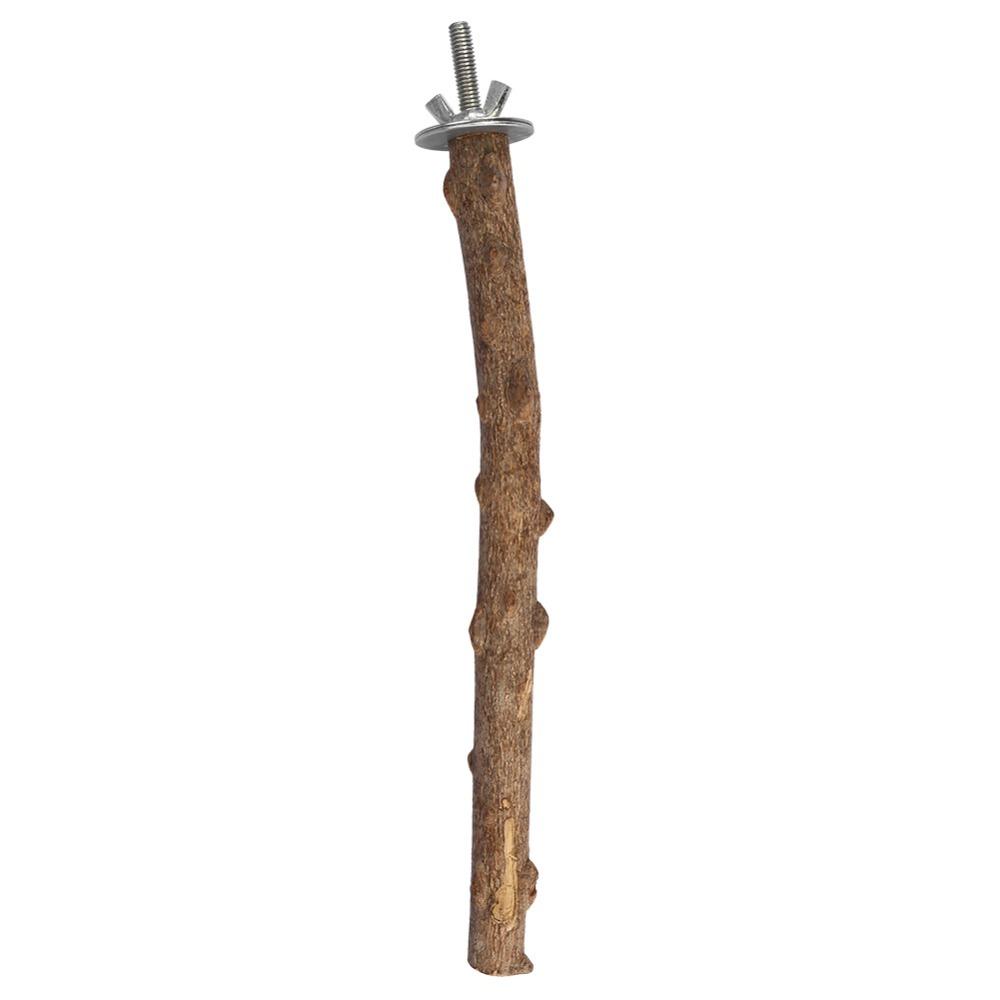 Natural Wood Parrot Perch Stand Rough Surface Prickly Ash Wood Bird Grinding Perch Screw-On Install Chew-Proof Durable