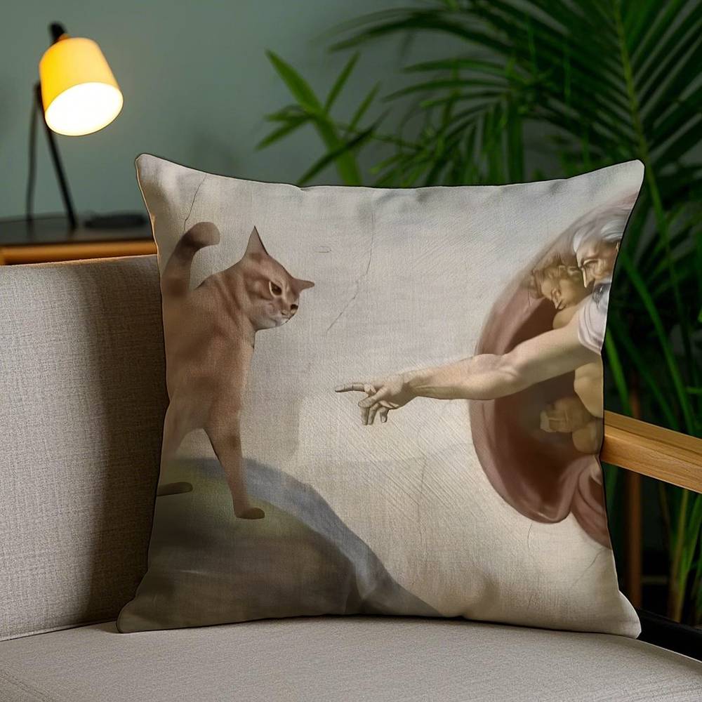 

Popular Internet Cute Banana Cat Pillow Case Anti-dustmite Pillowcase Invisible zipper silky short plush Sofa cushion cover 12x12Inch