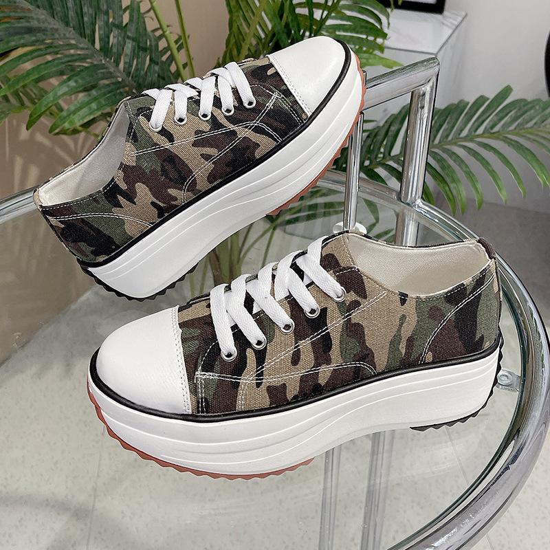 Autumn new casual single shoes women's high-top platform front lace-up shoes canvas shoes