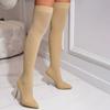 Eilyken Sexy Runway Crystal Stretch Fabric Sock Over the Knee Boot Thigh Stiletto High Pointed Toe Woman Shoes Size:35 43