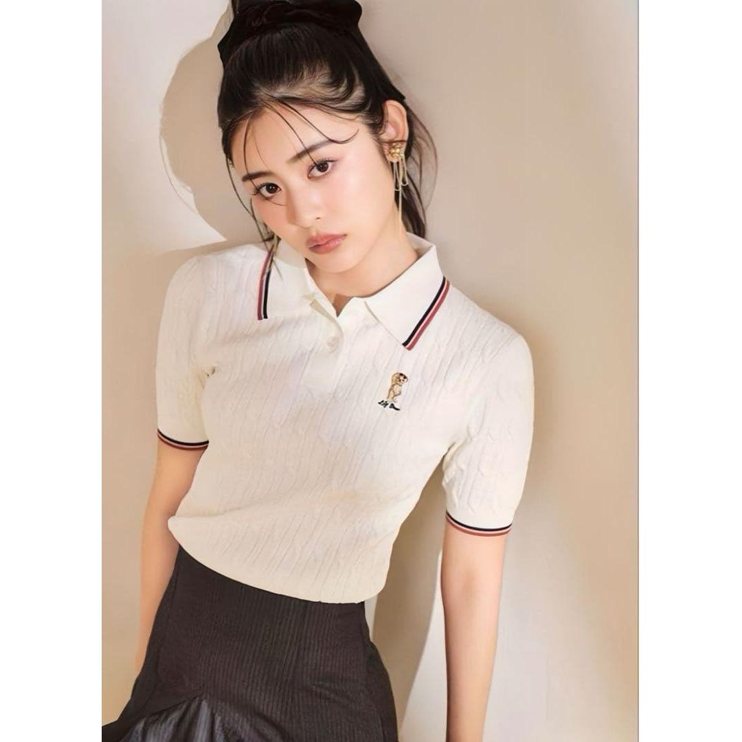 LILY BROWN Cable knit polo shirt