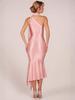 2026 Euro-Amerikanischer Stil Sexy Neckholder Satin Bodycon Kleid mit Rüschen