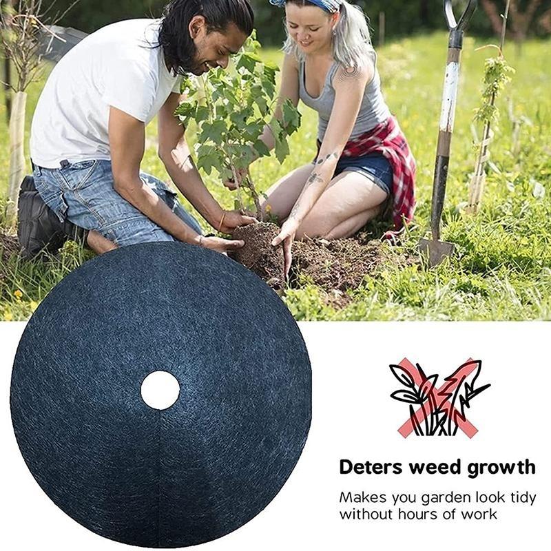 5 PEZZI Telo Pacciamatura Non Tessuto Anello Pacciamatura Alberi Telo Protettore Alberi Barriera Anti-Erba Riutilizzabile per Controllo Erbacce Protezione Radici