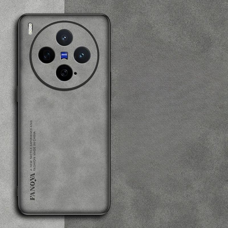 

Case For VIVO X300 Pro Sheepskin PU Leather Cover For VIVO X300 X300Pro Matte Soft Silicone Shockproof Bumper Cases Shell For VIVO X300 Pro серый