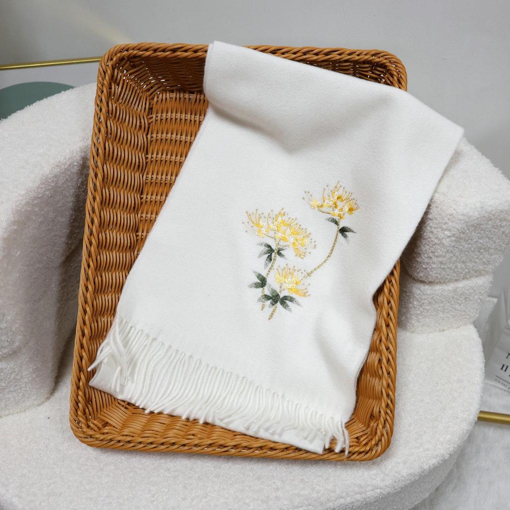 Jahr des Pferdes Merinowolle Bestickter Roter Schal - Warmer, Dicker Herbst/Winter Halswärmer & Schal Souvenir