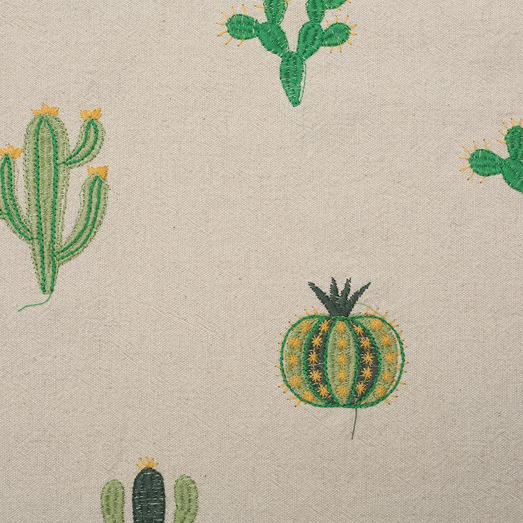 

Thick Cotton Linen Fabric with Cactus Embroidery for Handmade DIY Projects