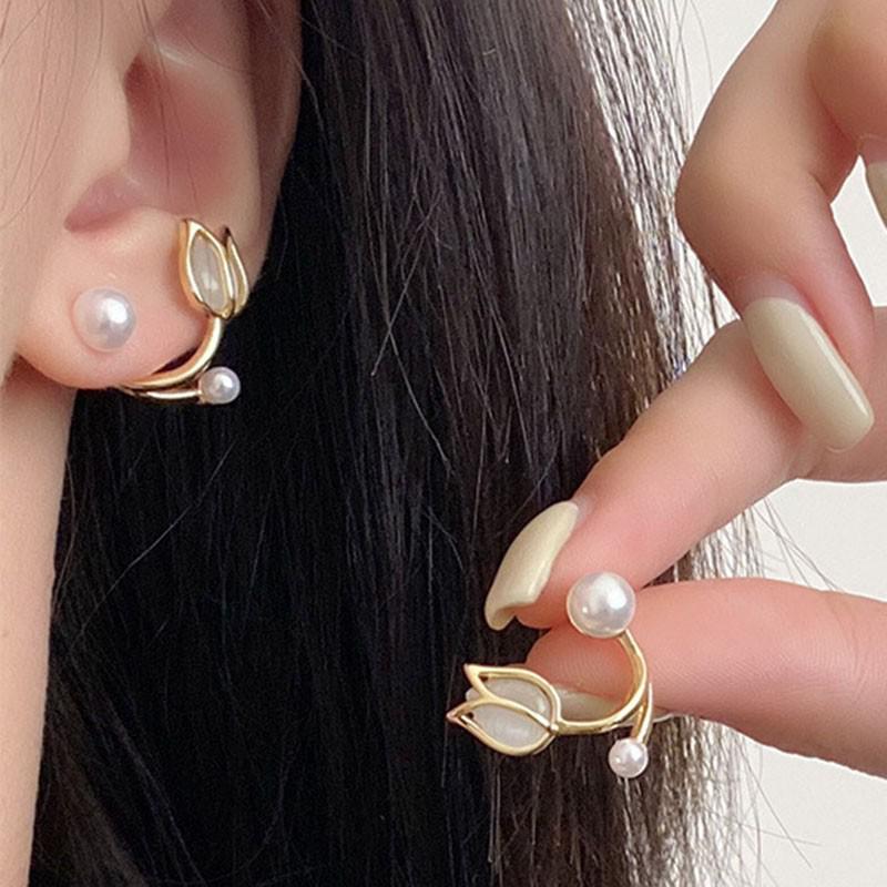 925 Silver Needle Green Flower Earrings For Women Korean Fashion Jewelry Trending Luxury Zircon Leaf Women's Stud Earrings