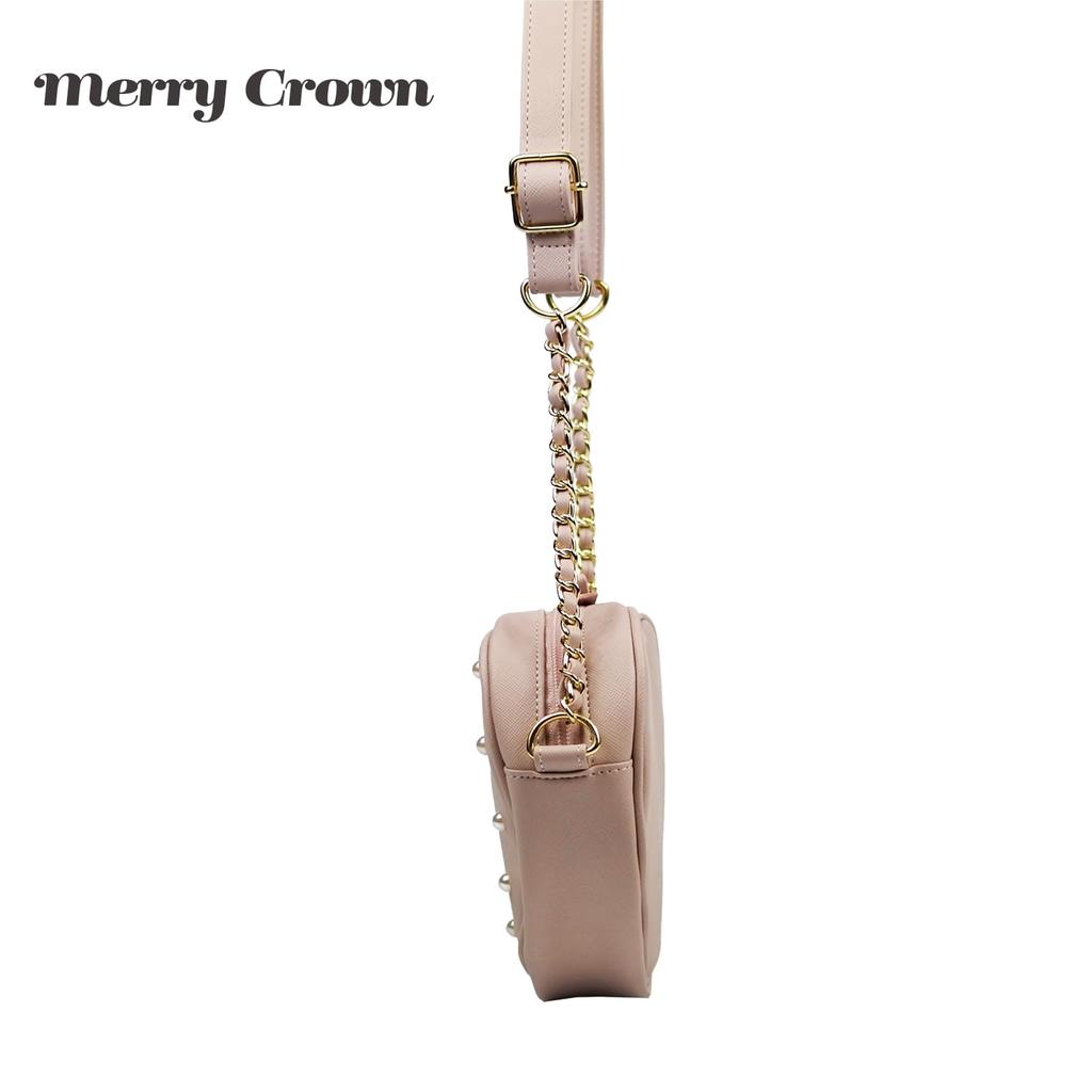 Shoulder Bag Heart Pearl Pink Ribbon Landmine Style Mass Production Style Girly Present Gift Going Out [Merry Crown]