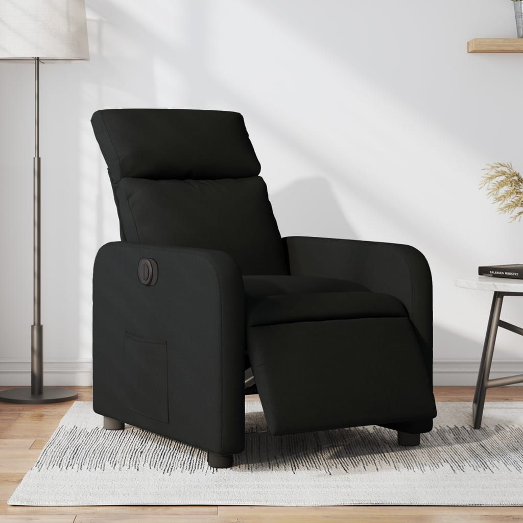 Vidaxl Electric Recliner Armchair, Black, Fabric Upholstered