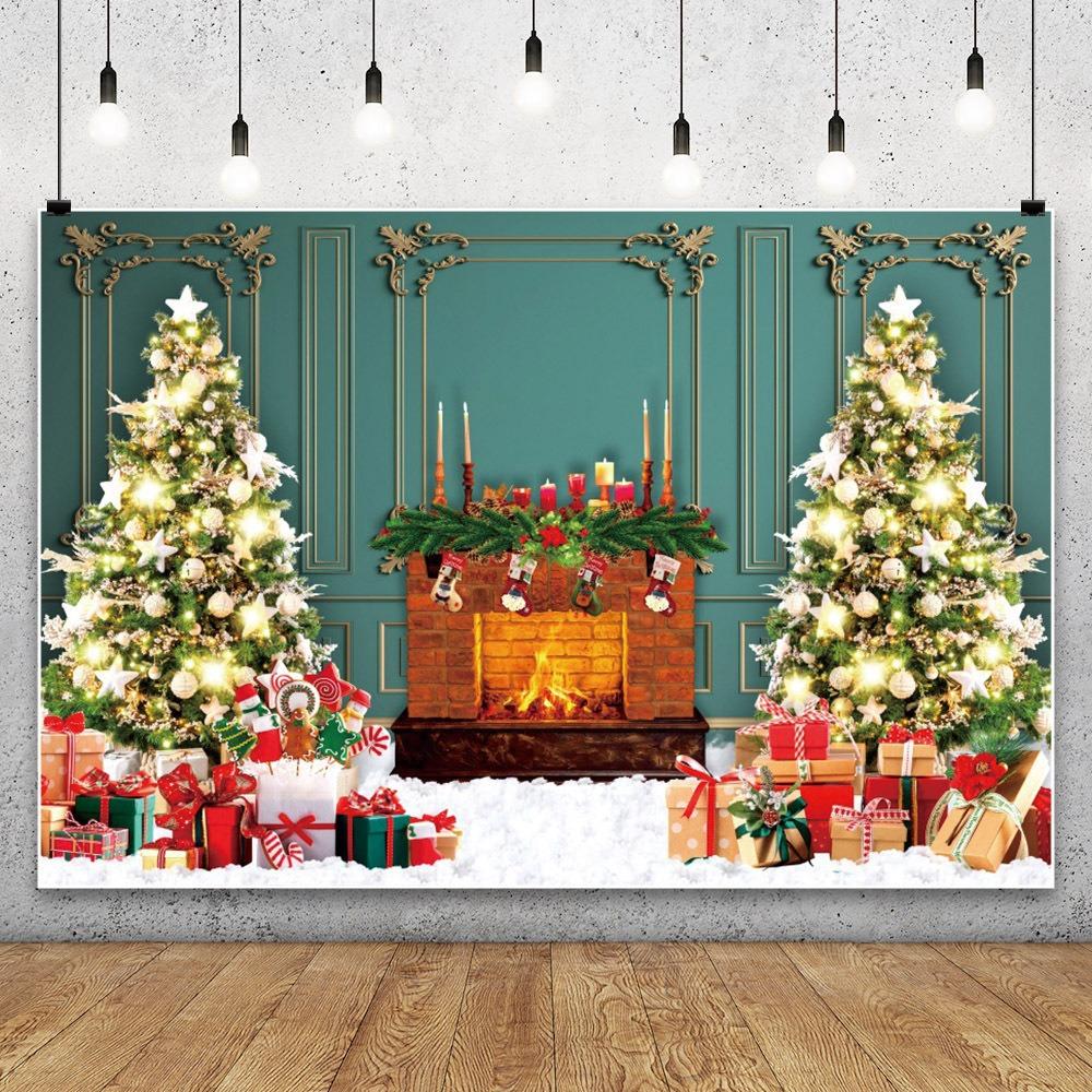 Christmas Snow Barn Door Family Party Holiday Birthday Party Photography Background Hanging Cloth