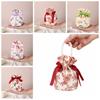 Ribbon Bow Canvas Flower Drawstring Bag Pearl Handle Wedding Festive Sugar Bag Coin Purse Wallet Candy Storage