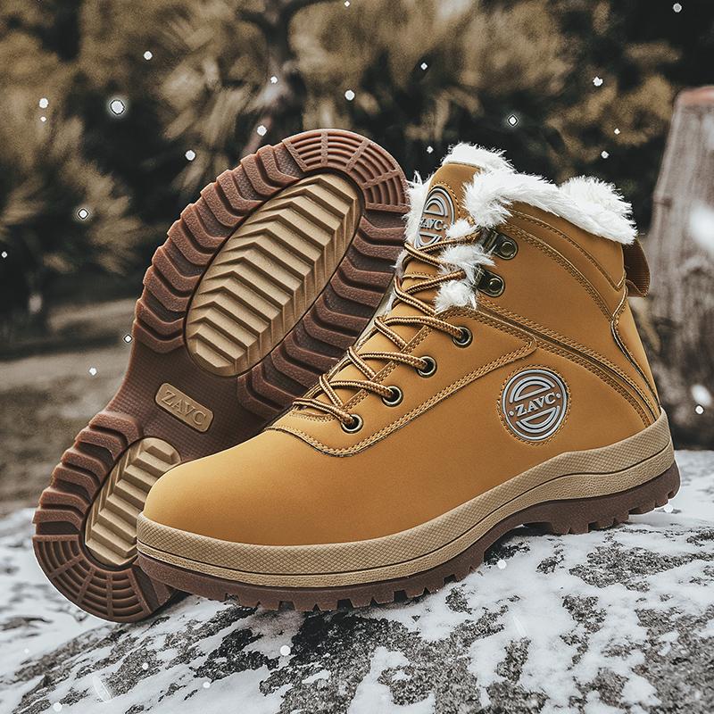 

Модные зимние утолщенные плюшевые теплые ботинки для мужчин, модные рабочие ботинки на шнуровке, нескользящие, с мехом, теплые мужские зимние ботинки 11