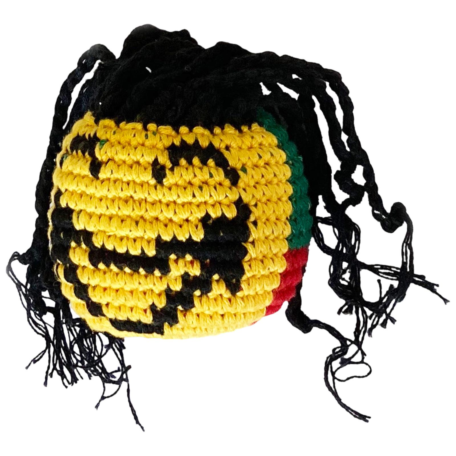 

Knitted Ball with Creative Face Pattern Durable Crochet Footbag for Outdoor Indoor Play Activities One Size