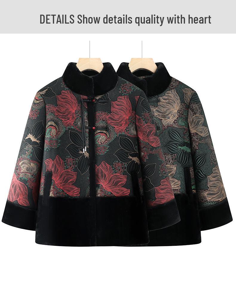 Grandma's Spring Outerwear: Stylish Collared Long-Sleeve Top for Elderly Women, Perfect for Spring and Autumn