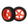 Mxfans 4-Pack Cylindrical Rubber Tires & Plastic Pentagram Wheel Rims for RC 1:10 Off-Road Vehicles (Black & Red)