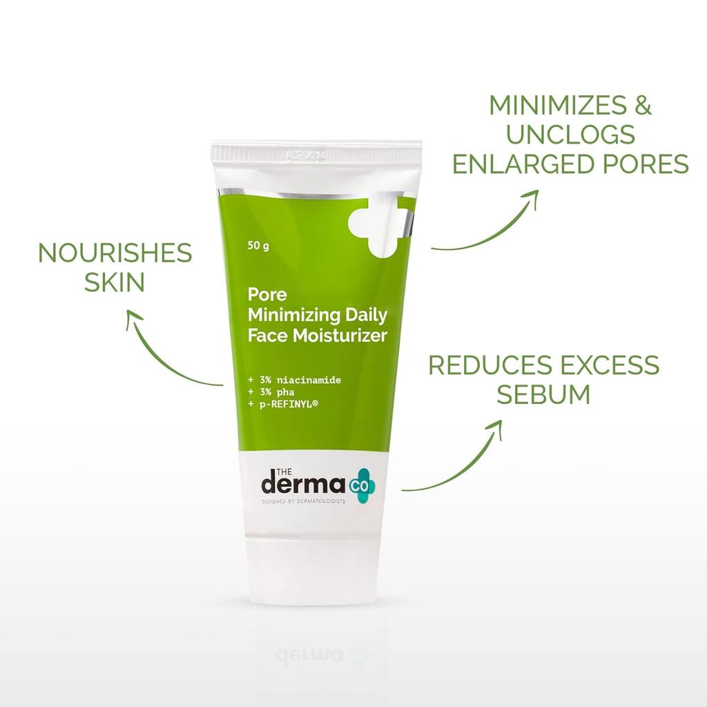 The Derma Co Pore Minimizing Daily Face Moisturizer 50 G Pack of 2 for Oil Control and Hydration