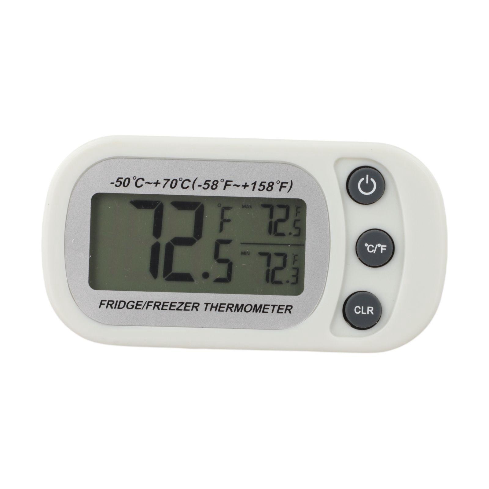 

Digital Fridge Thermometer Waterproof and Easy to Read with Conversion White