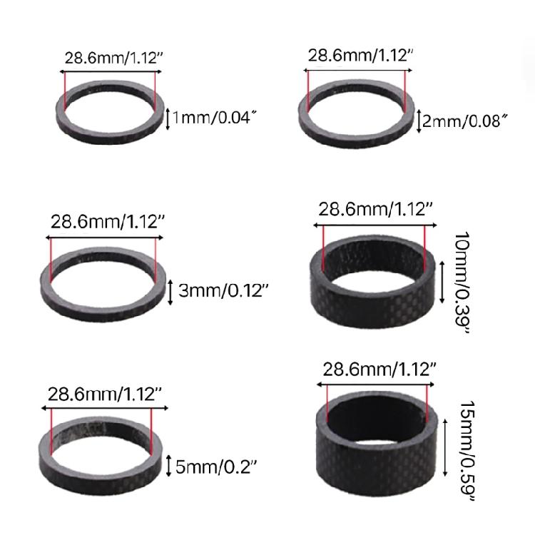 5 Pcs Bike Carbon Fiber Headset Spacer Lightweight Bicycles Headset Washer