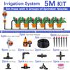 50-5m 1/4" Garden Drip Micro Irrigation 8-hole Adjustable Drippers with Stake 4/7mm Adapter PVC Tubing Automatic Watering System
