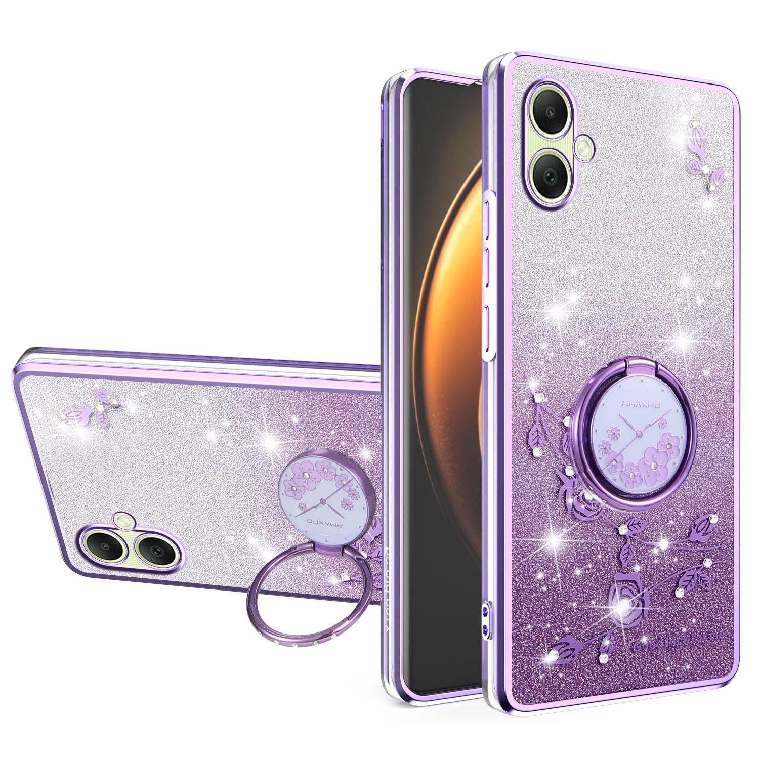 

KADEM Чехол для Samsung Galaxy A07 с кольцом-подставкой из ТПУ, с цветами, градиентный блестящий Purple