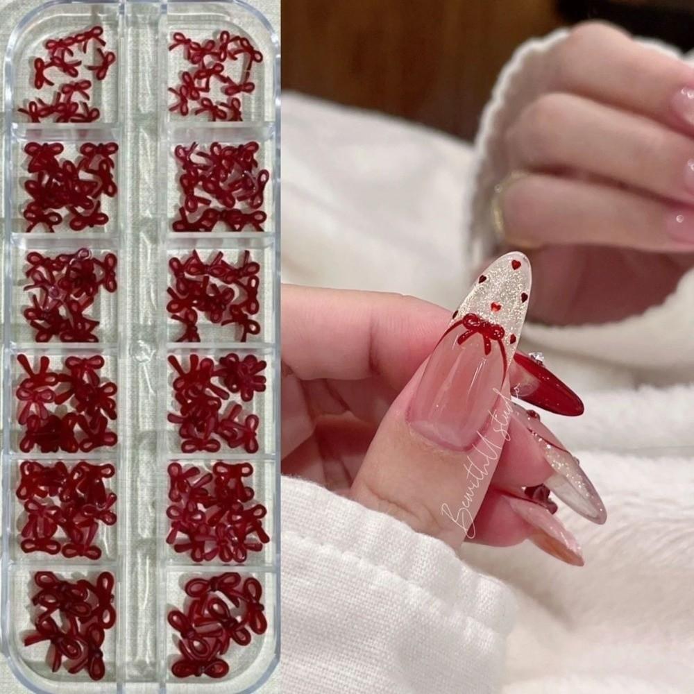 Wine Red Nail Accessories 3D Bowknot Bow Nail Accessories Nail Art Decorations Princess Series