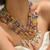 Dopamin Bunte Glas Herzförmige Perlen Anhänger Halskette Charm Damen Mädchen Femme Tägliche Kette Schmuck Zubehör Geschenke