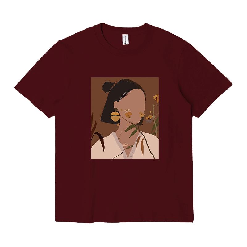 

Shellsuning хлопковые футболки для отдыха с круглым вырезом, женские простые эстетичные футболки с характером для женщин, свободные хлопковые базовые топы с короткими рукавами 3XL вино красного