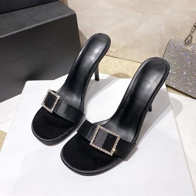 Moda Nowe Buty Damskie Europejska i Amerykańska Moda Okrągły Czubek Głowa Cienki Wysoki Obcas Seksowne Kapcie Damskie Zapatos De Mujer 2024