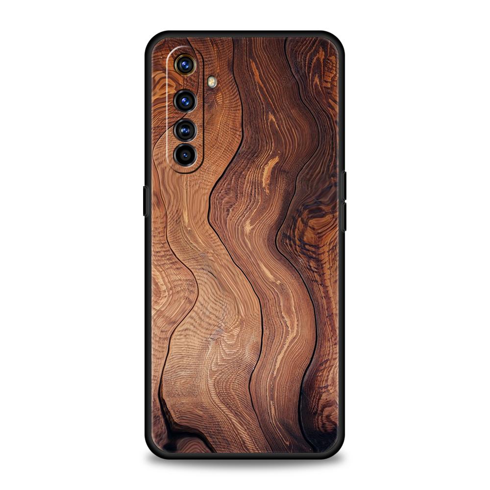 

Carved Wood Phone Case for Realme 8 9 Pro Plus 8i 9i 6 7 GT2 C21 C25 C3 C11 11 Pro 5G Plus Shockproof Silicone Shell Capas Bags Realme 8 5G