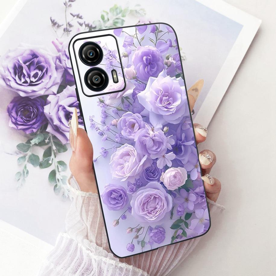 Hülle XT2335-2 für Motorola Moto G53 5G: Neue, stylische Schutzhülle mit Schmetterlings- und Blumenmuster aus weichem Silikon. Passend für Moto G13, G23 und G73.