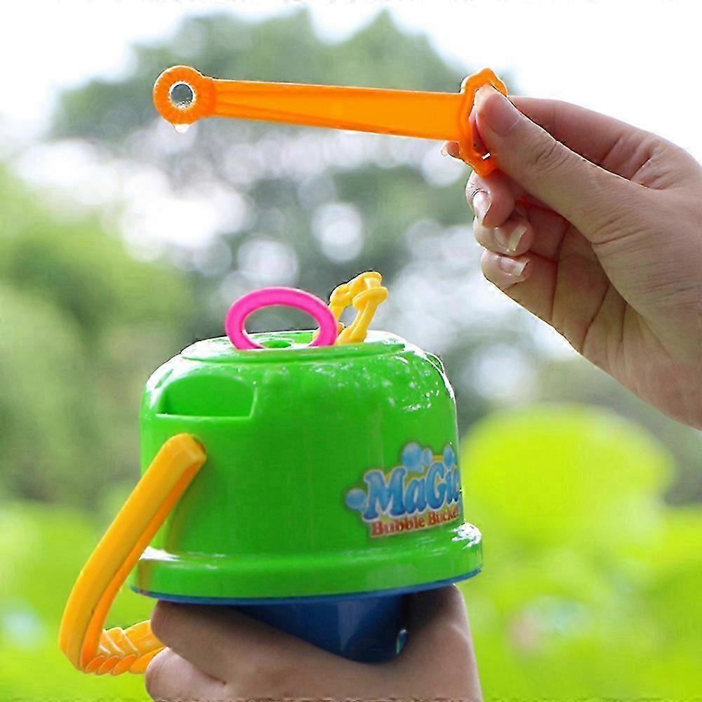 Children\'s Magic Bubble Bucket Portable Soap Bubble Blower Toy for Outdoor