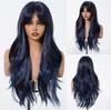 Brown Wavy Wigs for Women with Bangs Long Natural Synthetic Hair Wig Daily Cosplay Heat Resistant