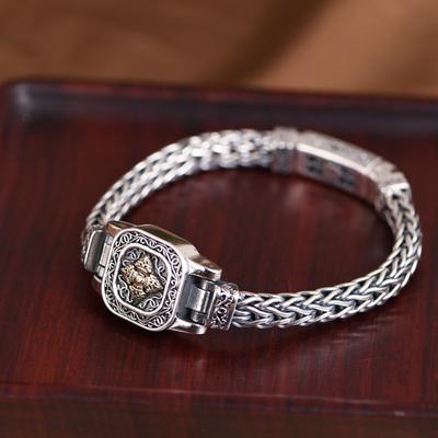 Retro Vintage Trend Diamantový Pestle Náramek pro muže ve stylu hodinkového řetízku