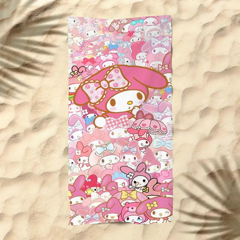 Cute Cartoon Kitten Printed Microfiber Beach Towel Quick Dry Soft Bath Towel For Kids Seaside Swimming