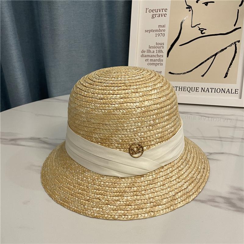 Dome Short Edge Straw Hat Female Audrey Lampshade Bell Hat Summer Shade Basin Hat Top Hat
