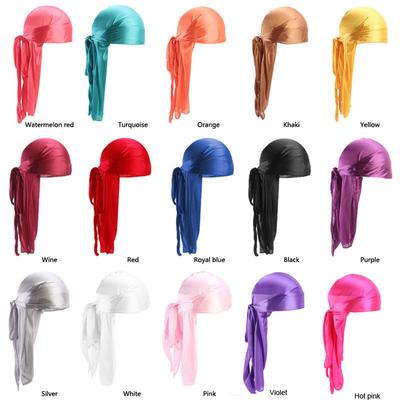 Seidige Durag-Haarkappe für Damen, seidenähnliche Herren- und Turbanmütze, Piratenhut mit langem Schwanz