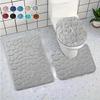 Toilet Seat Cover 1Pcs Set Bath Mat Shower Room Floor Rug Home Bathroom Anti-Slip Absorbent Doormat Pebbles Bathtub Decor Carpet