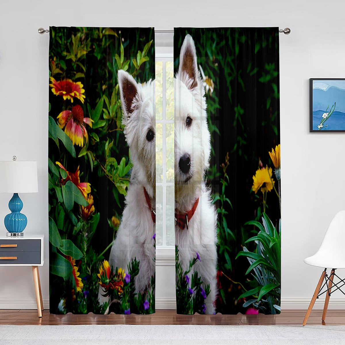 Вест-хайленд-уайт-терьер милый Вести-дог прозрачные шторы для гостиной спальни украшения — фото 15