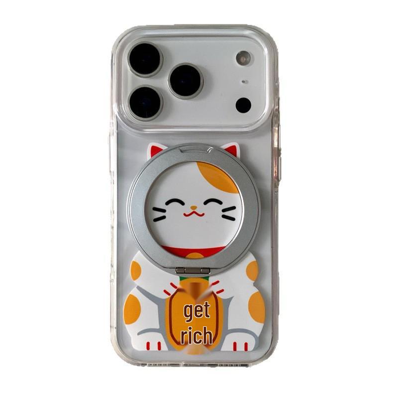 Lucky Cat 360° Rotating Stand Anti-Drop Phone Case for iPhone 17/16/15 Pro Max and 14/13