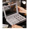 New Velvet & Glass Jewelry Display Organizer Box - Tray Holder Storage Case for Rings & Earrings