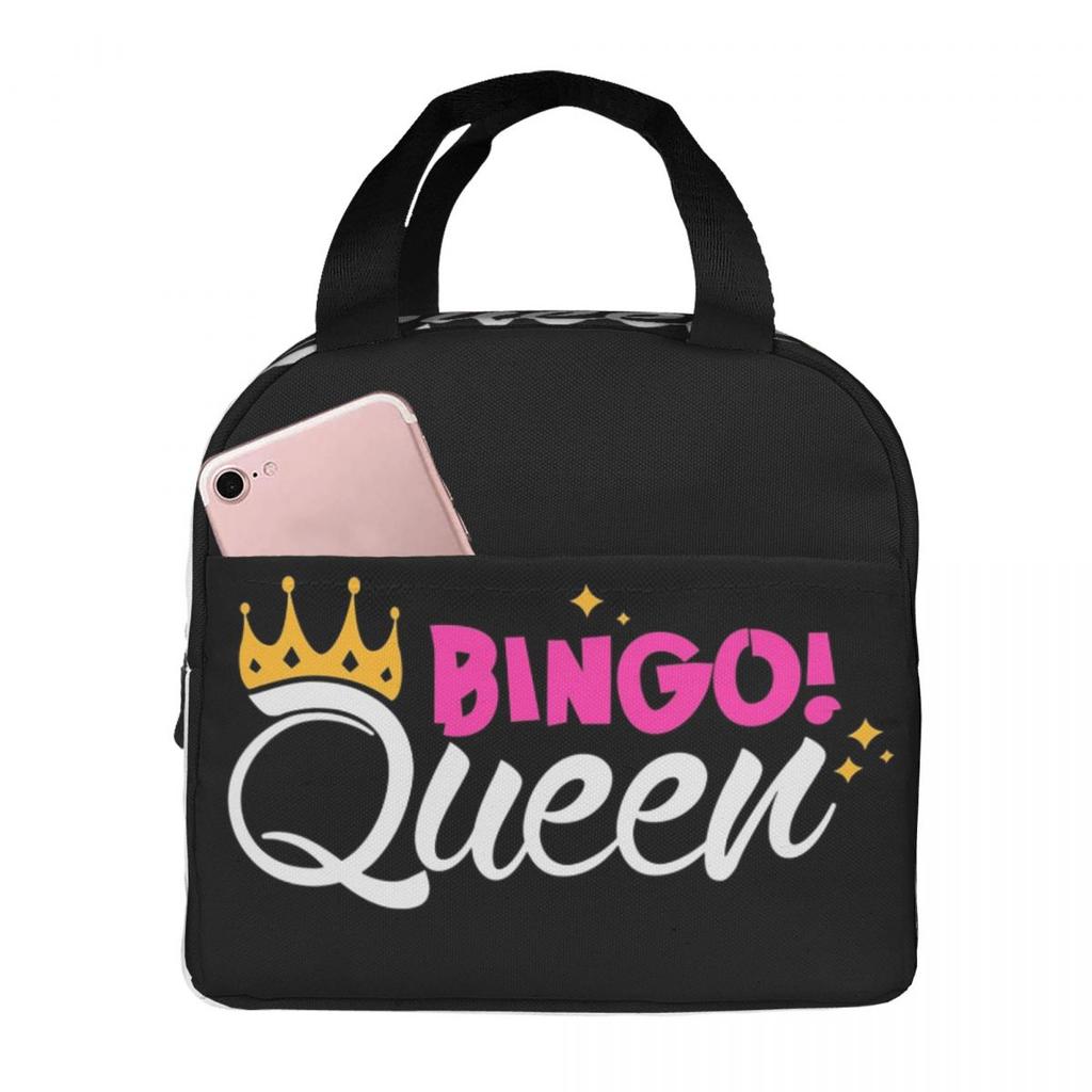 Bingo Queen Print Insulated Lunch Bag for Women Kids Portable Food Boxes Thermal Lunch Box Tote