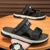 Men's shoes 2025 summer new men's fashion light luxury high quality leather surface comfortable outdoor two wear one word cool slippers