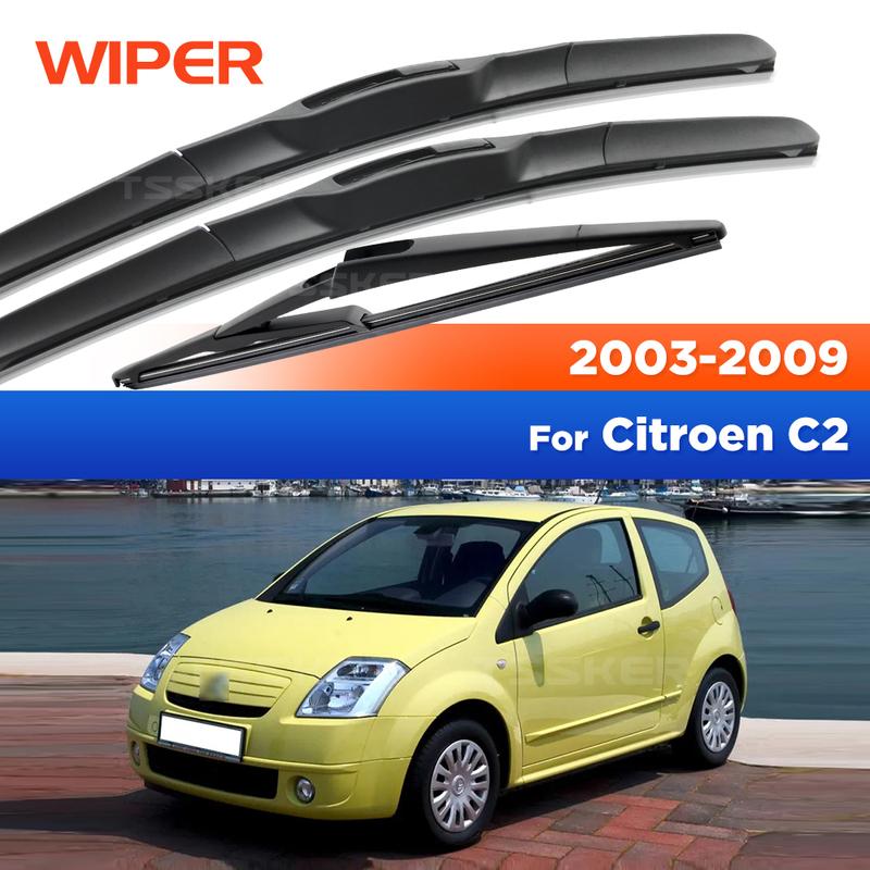 Vorne & Hinten Scheibenwischer Für Citroen C2 2003-2009 2004 2005 2006 2007 2008 Wischer Vorne&Hinten Wischerblätter Windschutzscheibe 24"+18"+12\"